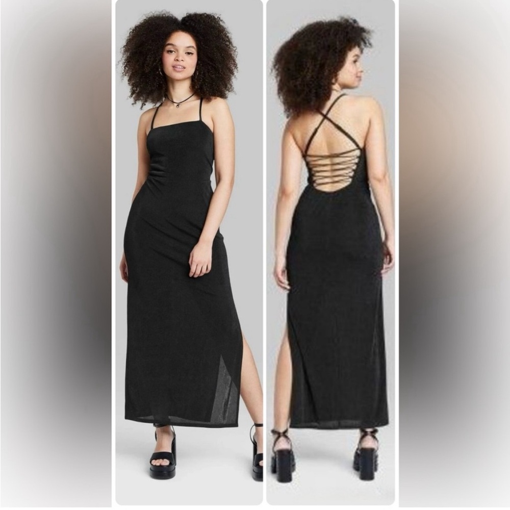 Wild Fable Black Strappy Back Maxi Dress Size Large